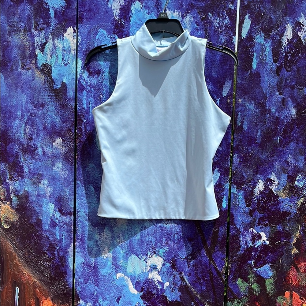 White Sleeveless Turtleneck Top